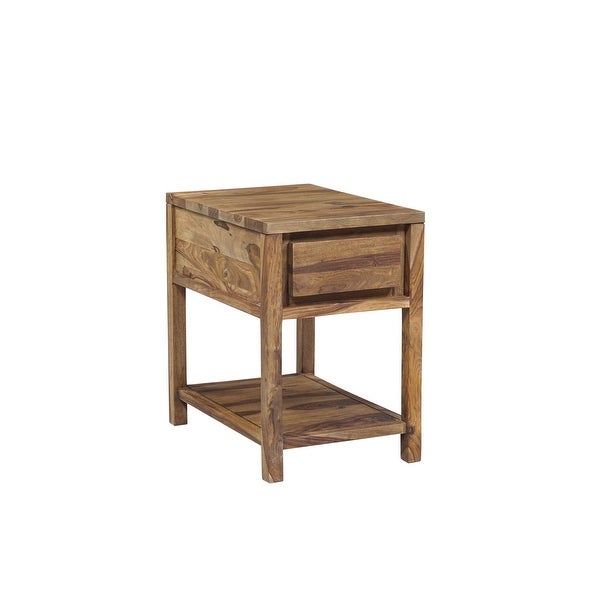 Wanderloot Urban Mid-Century Modern Sheesham Wood End Table With Drawer - 24