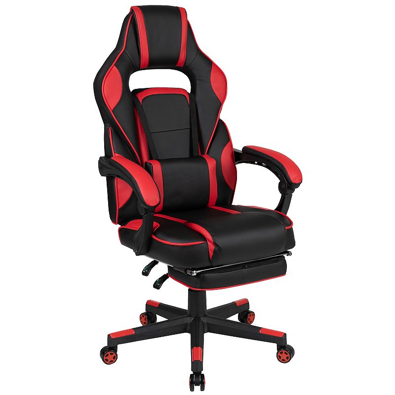 Emma and Oliver Black Ergonomic Gaming Chair -Recline Back/Arms， Footrest， Massaging Lumbar