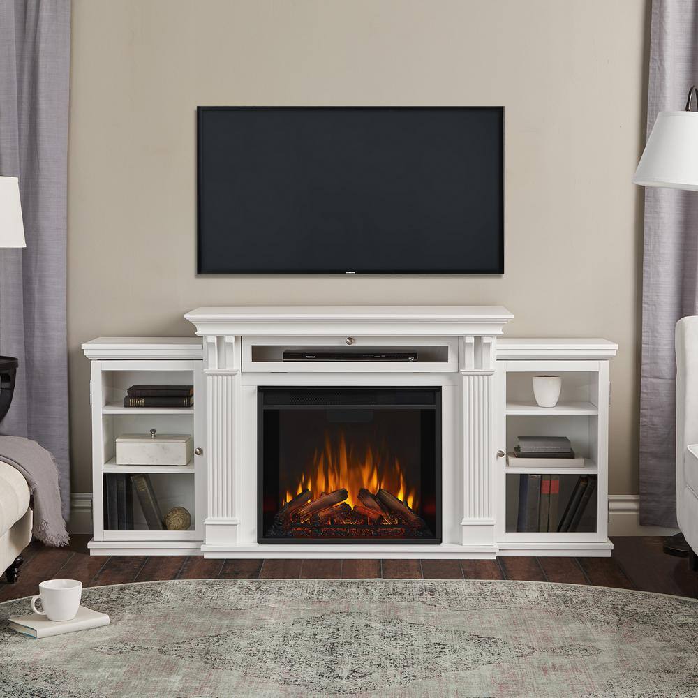 Real Flame Calie 67 in. Electric Fireplace TV Stand Entertainment Center in White 7720E-W