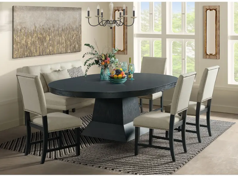 Maddox Contemporary Beige and Dark Gray 6 Piece Dining Set