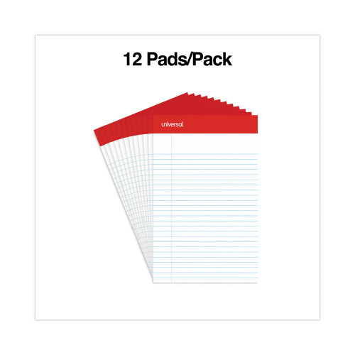 Universal Perforated Ruled Writing Pads， Narrow Rule， 5 x 8， White， 50 Sheets， Dozen (46300)