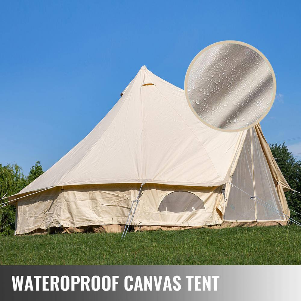 VEVOR Yurt Tent 100% Cotton Canvas Bell Tent 22.9 ft. in Dia. Glamping Tent 12-Person or More Waterproof Canvas Tents 4 Season ZPMGB7MMBK0000001V0