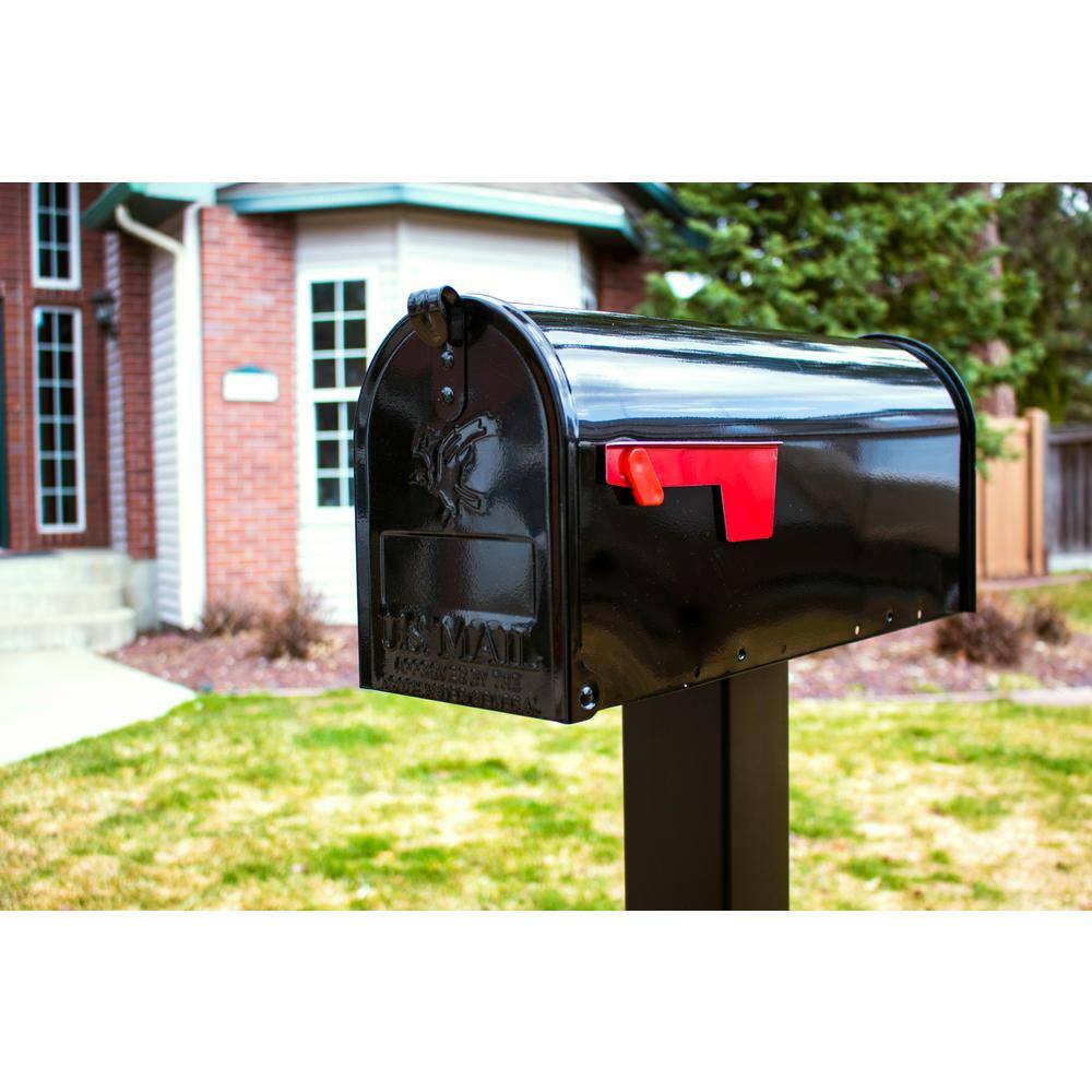 Architectural Mailboxes Elite Black Medium Steel Post Mount Mailbox E1100BAM