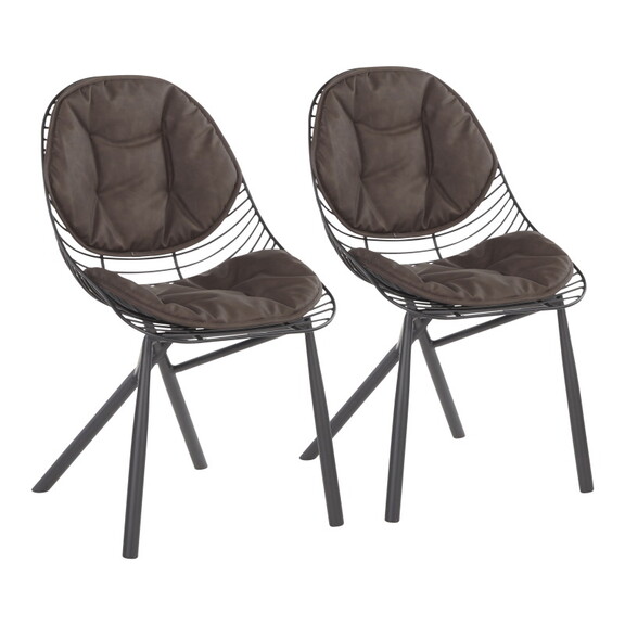 Wired Contemporary Chair in Black Metal with Espre...