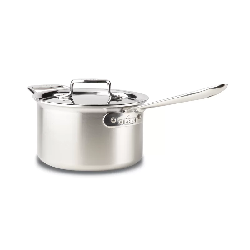 All-Clad BD55201.5 D5 Brushed 18/10 Stainless Steel 5-Ply Bonded Dishwasher Safe Sauce Pan Cookware， 1.5-Quart， Silver