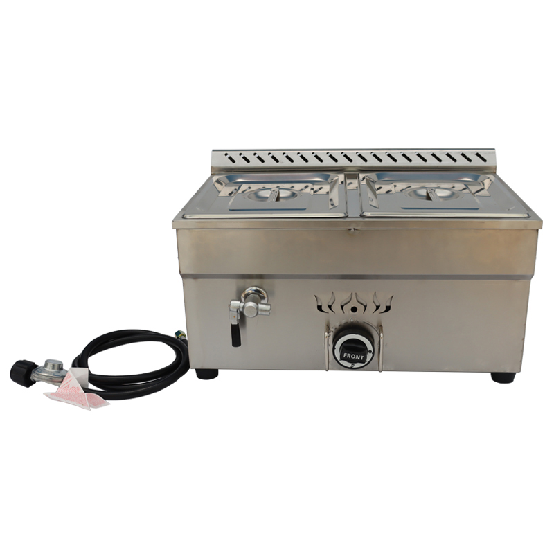 INTBUYING 2 Pans LP Gas Food Warmer Stove Bain-Marie Buffet Heating Steam Table with Pressure Reducing Valve