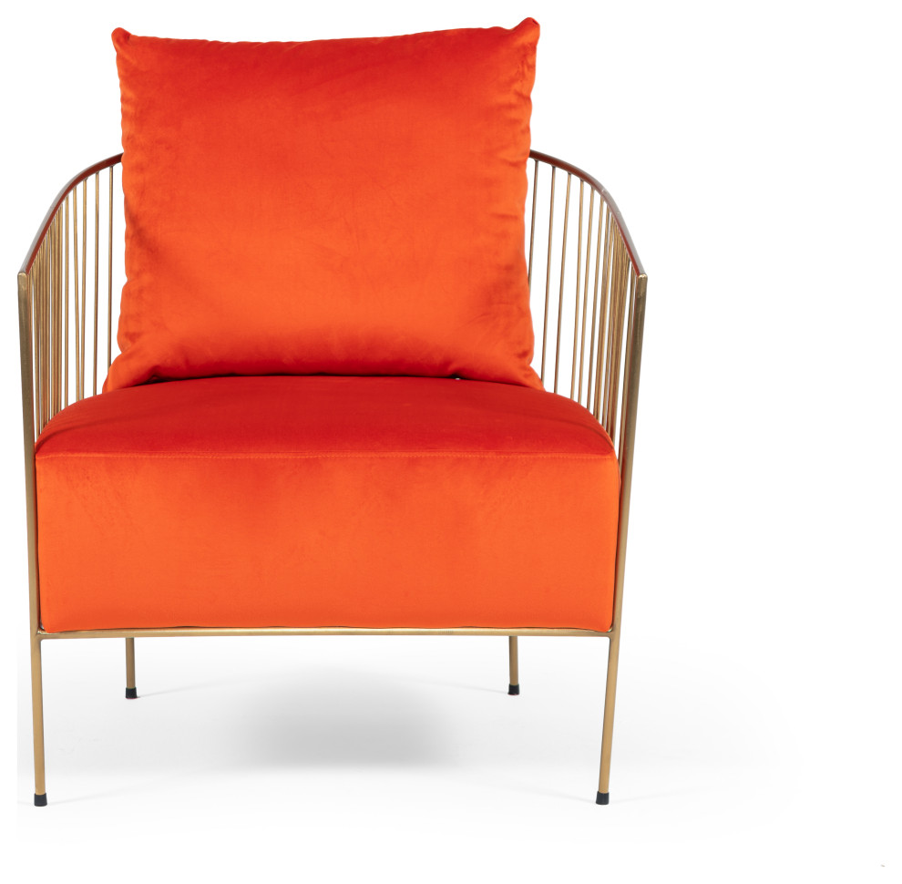 Modrest Loveland Glam Orange Velvet Accent Chair   Contemporary   Armchairs And Accent Chairs   by Vig Furniture Inc.  Houzz