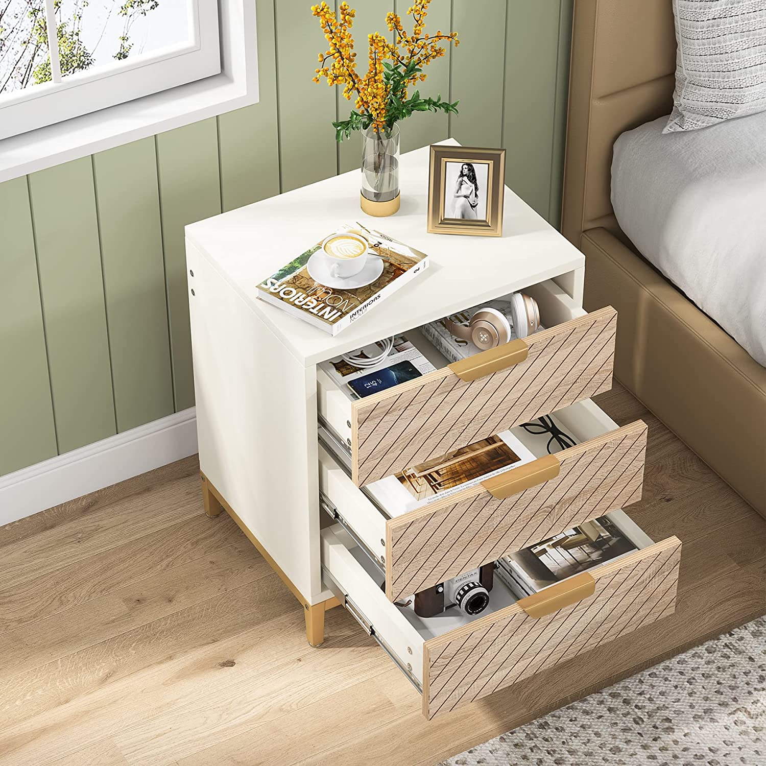 3-Drawer Nightstand Bedside End Table for Bedroom