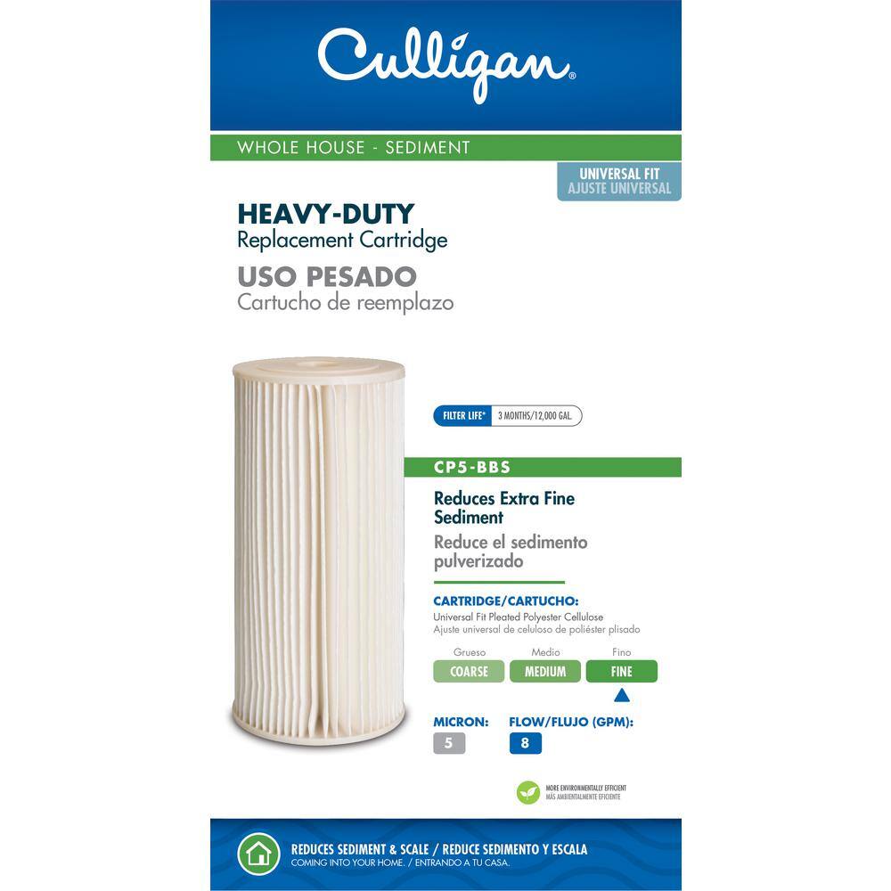 Culligan Universal 5-Micron Heavy-Duty Pleated Sediment Replacement Cartridge Water Filtration System CP5-BBS