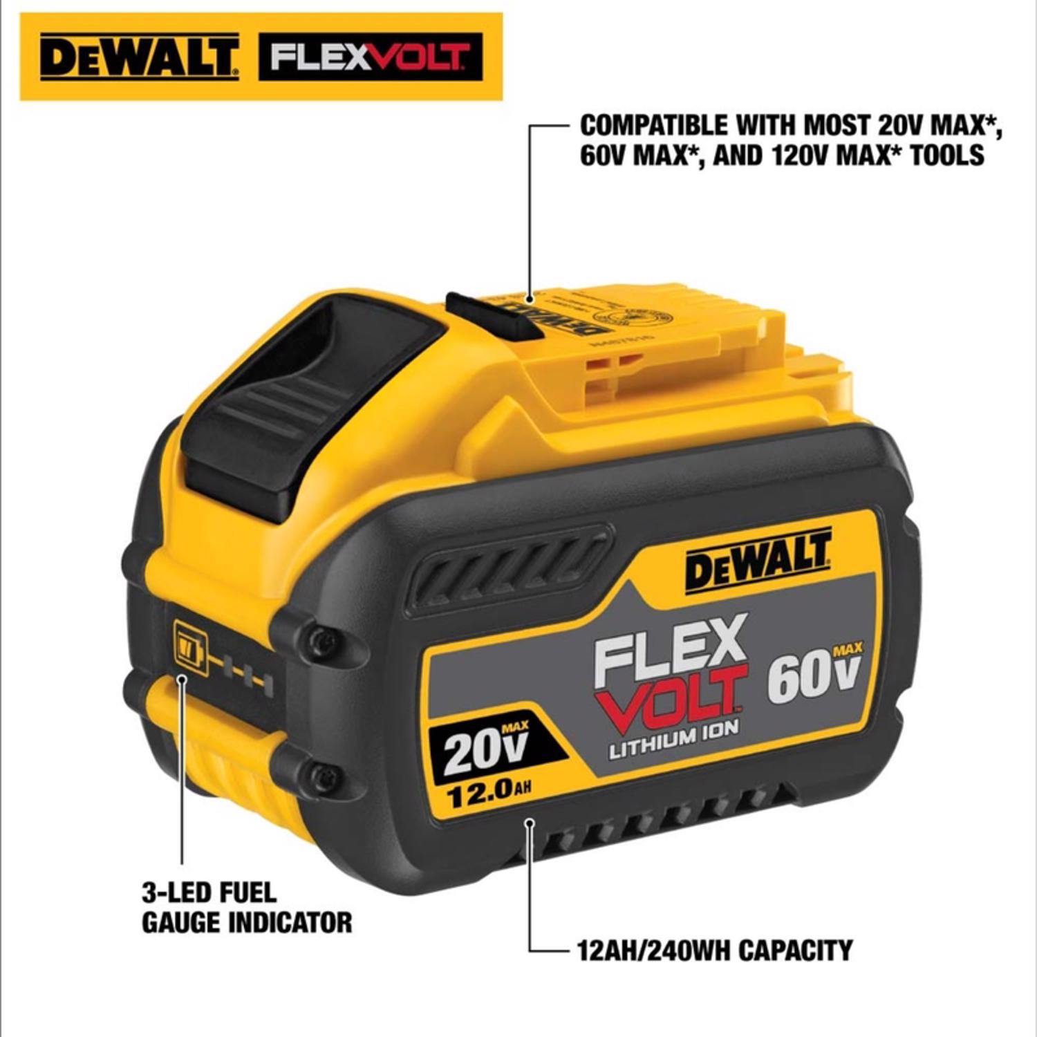 DW FLEXVOLT DCB612 20/60 V 12 Ah Lithium-Ion High Capacity Battery Pack 1 pc