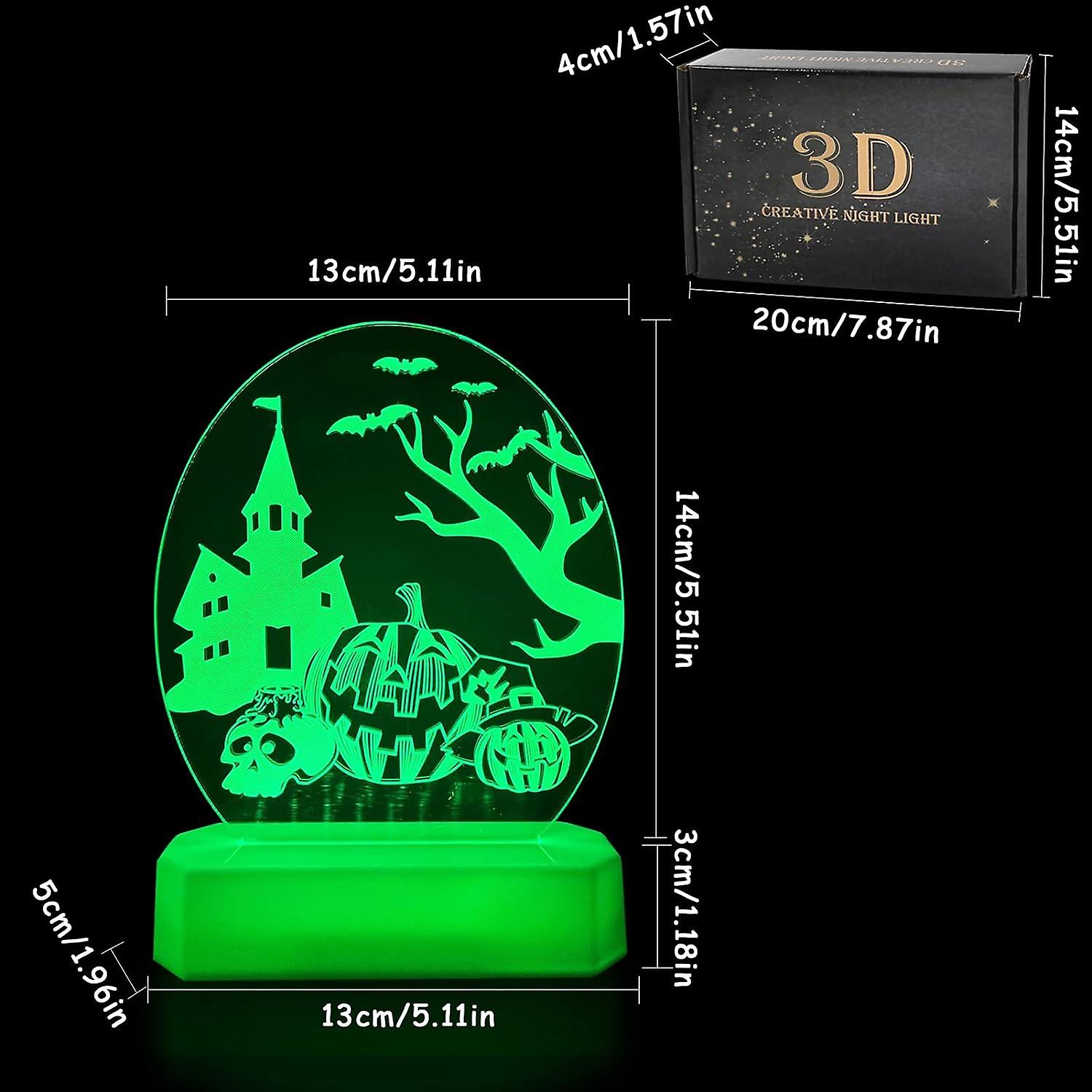 3d Halloween Night Light， Halloween Led Lights Decor， 3d Table Lamp， 3d Effect Night Light Decoration Halloween Indoor Luminous Decor