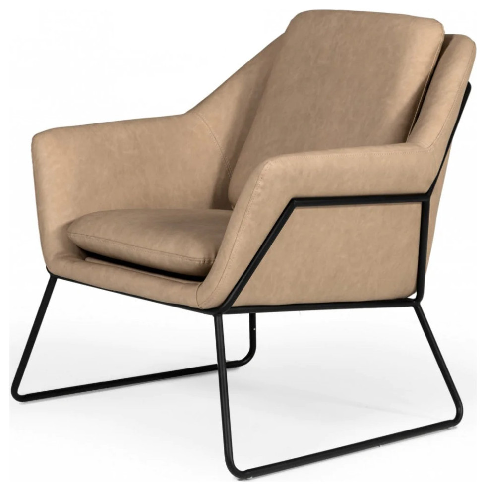 Jana Industrial Taupe Eco  Leather Accent Chair   Industrial   Armchairs And Accent Chairs   by V.S.D Furniture  Houzz