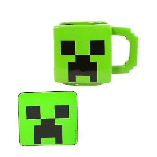 Minecraft Face Creeper Mug and Coaster Set