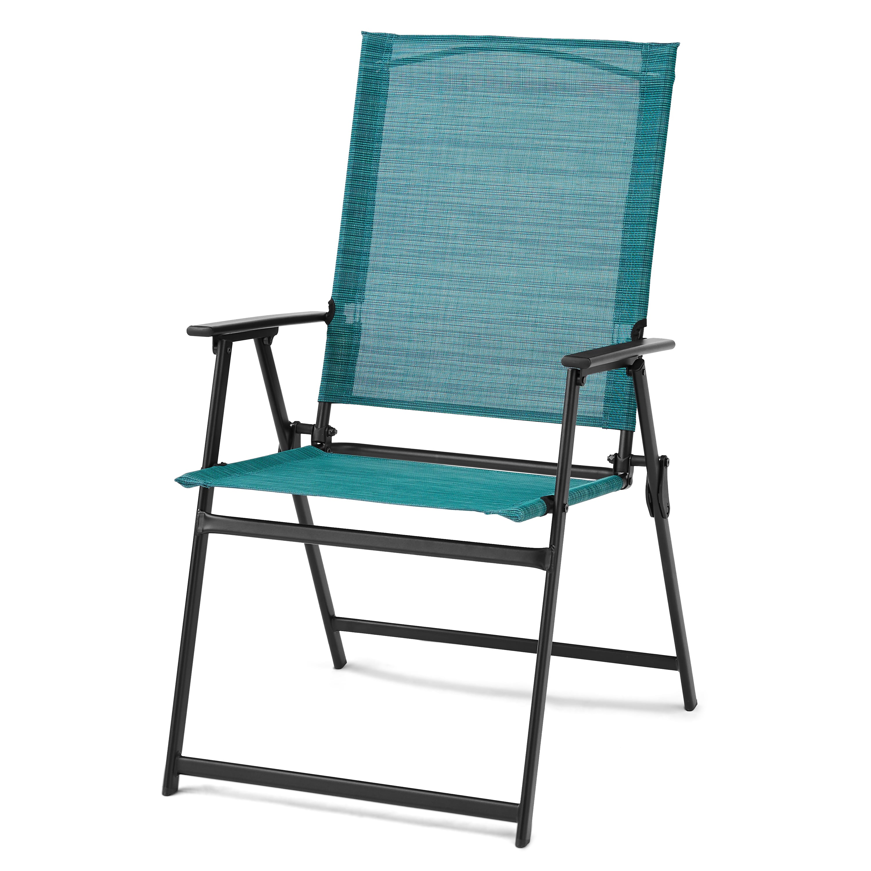 Mainstays Greyson Square Set of 2 Outdoor Patio Steel Sling Folding Chair, Teal