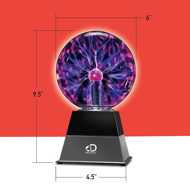 Discovery Kids 6 Plasma Globe Lamp with Interactive Electric Touch and Sound Sensitive Lightning and Tesla Coil， Includes AC Adapter