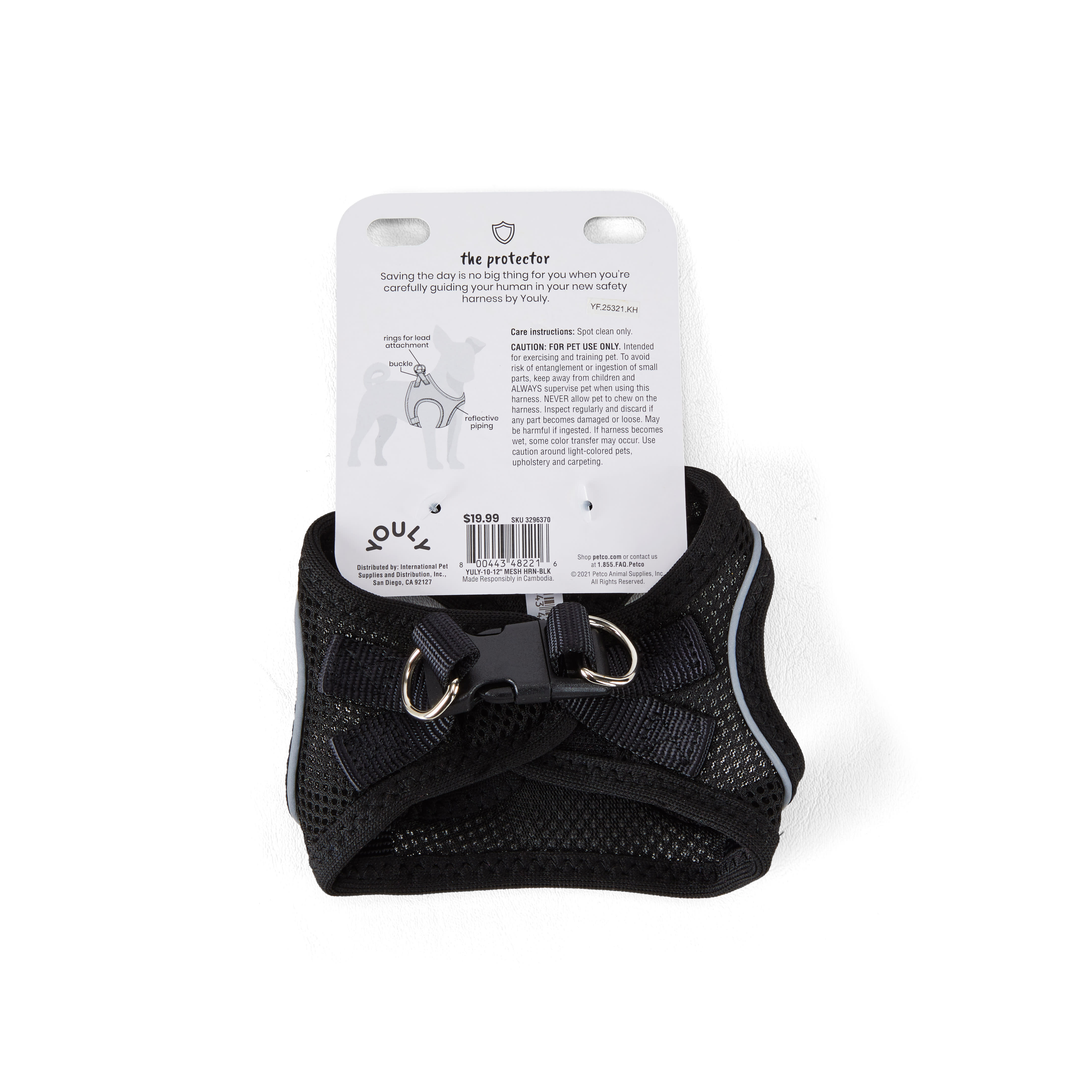 YOULY Black Reflective Mesh Dog Harness， XX-Small/X-Small