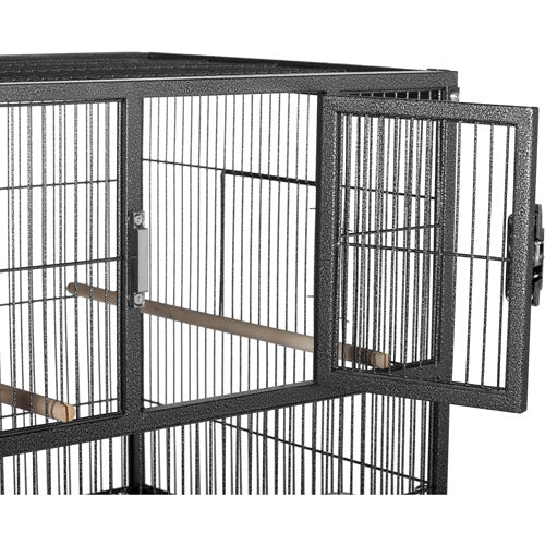 Prevue Pet Products Hampton Deluxe Divided Breeder Cage with Stand， Black Hammertone