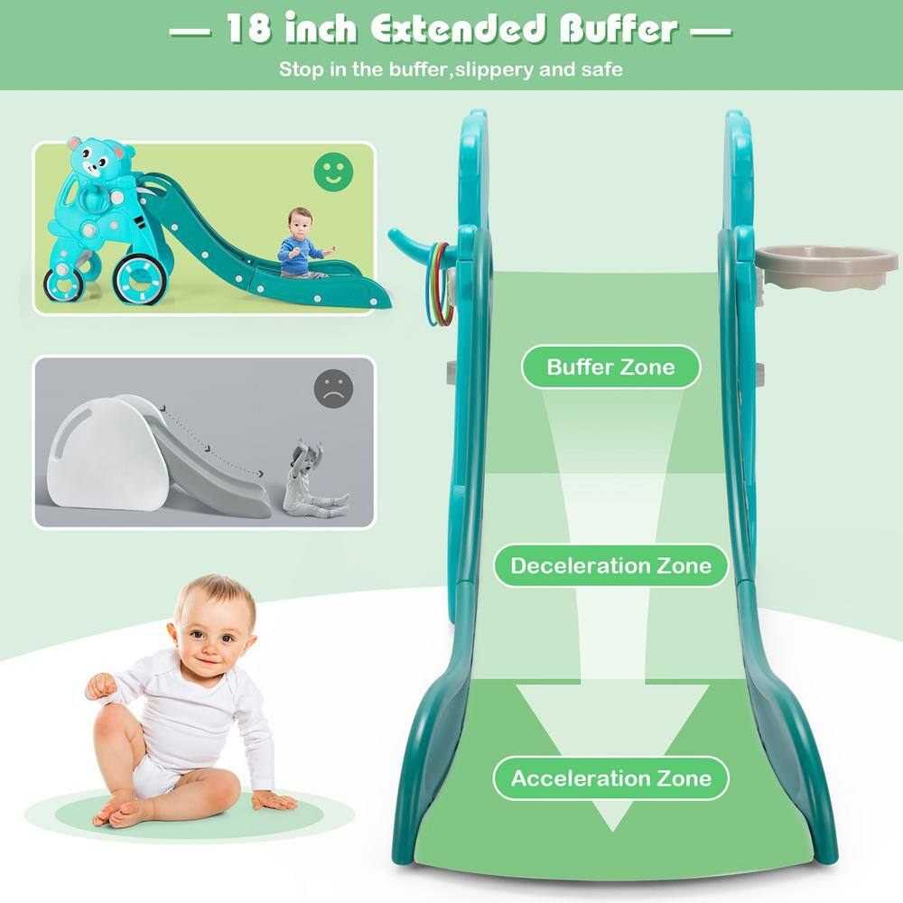 Costway 4-in-1 Foldable Baby Slide Toddler Climber Slide PlaySet with Ball Green TS10006GN