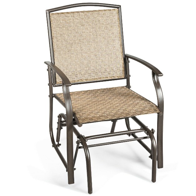 Costway Patio Swing Single Glider Chair Rocking Seating Steel Frame Garden Furni Brown