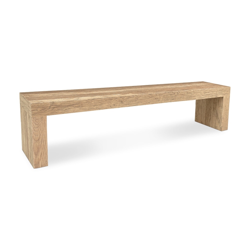 Aurelle Home Eliose Rustic Reclaimed Oak Rectangular Dining Bench