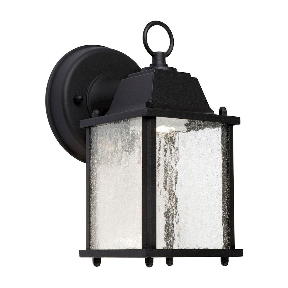 Black Outdoor Wall Lantern with Clear Seeded Glass Panels Shopping - The Best Deals on Outdoor Wall Lanterns | 33520328