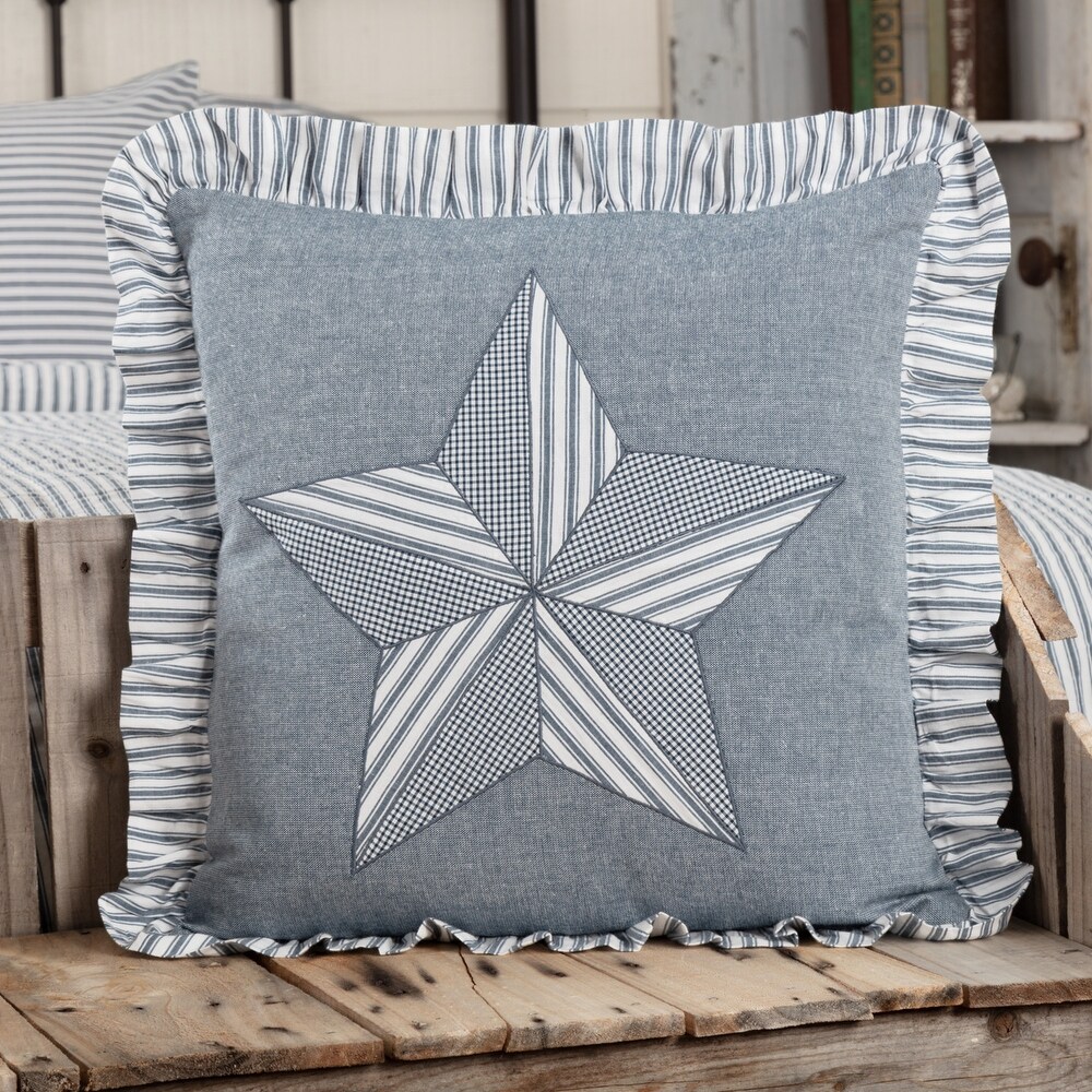 Sawyer Mill Blue Barn Star Pillow 18x18