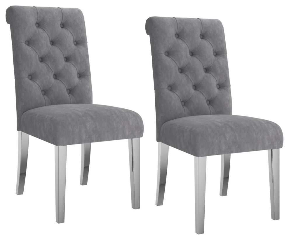 Set of 2 Velvet Upholstered Side Chair   Contemporary   Dining Chairs   by WHI  Houzz