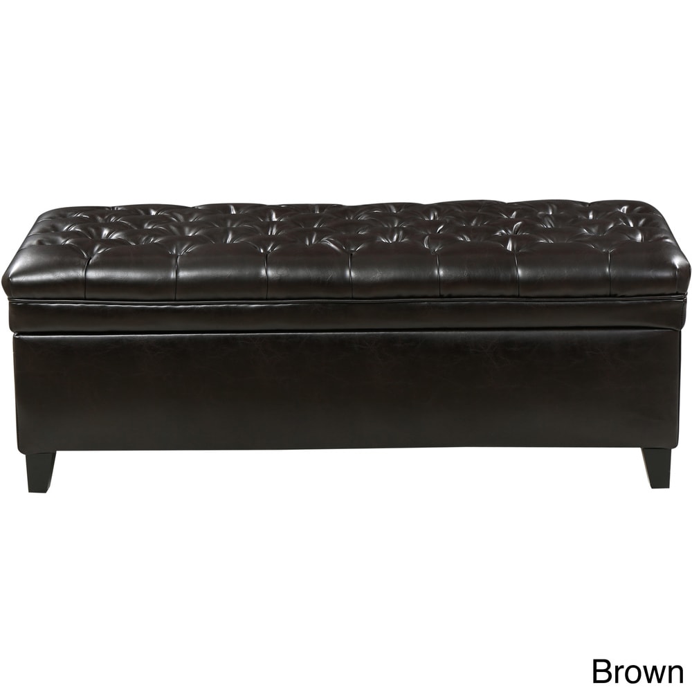 Hastings Tufted Faux Leather Storage Ottoman by Christopher Knight Home