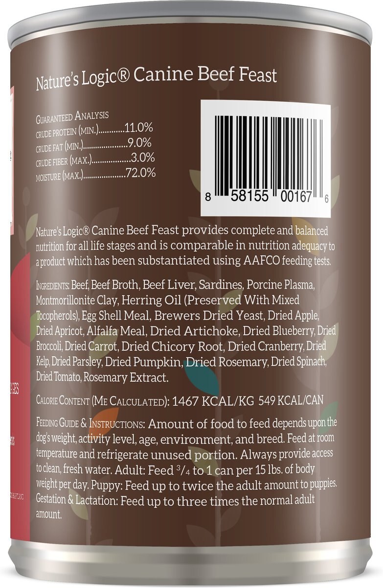 Nature's Logic Canine Beef Feast All Life Stages Grain-Free Canned Dog Food