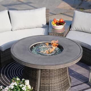 DIRECT WICKER Flame Wicker Outdoor Dining Table Patio Firepit Table DW-G3R521E-GR