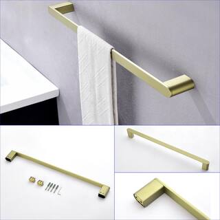 Boyel Living 4-Piece Bath Accessory Set with Towel Bar Towel Robe Hook Toilet Roll Paper Holder Hand Tower Holder in Brushed Gold SMD-59000BG