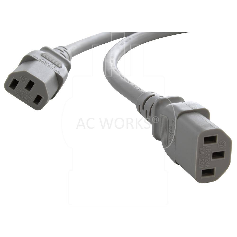 AC WORKS 10 ft. 13 Amp 163 Medical Grade Y-Cable with 2 C13 Connectors MD13AYC13-120