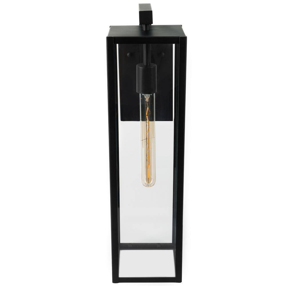 NORWELL Large Capture 1-Light Matte Black Outdoor Wall Lantern Sconce 1187-MB-CL