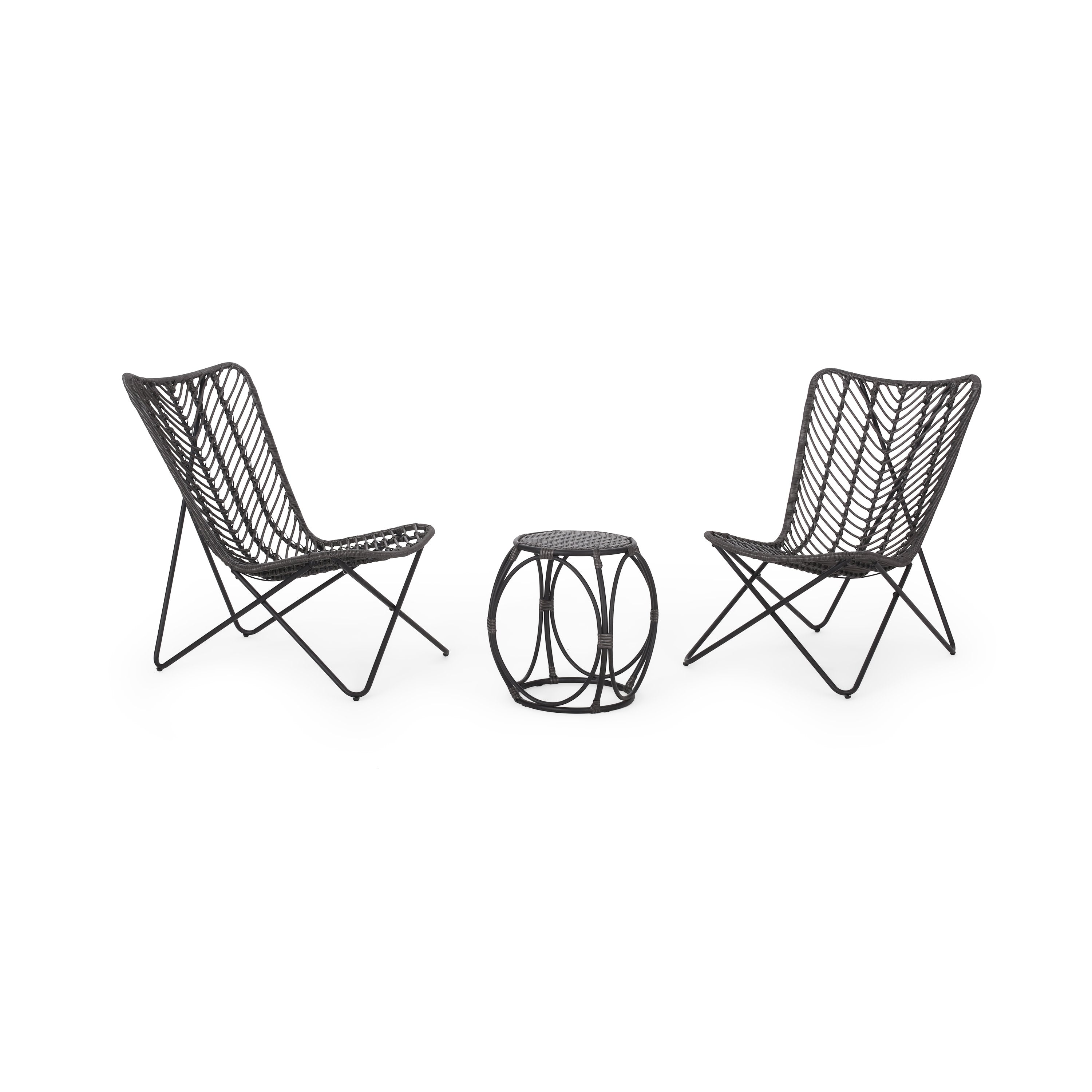 Juan Outdoor Wicker 3 Piece Chat Set