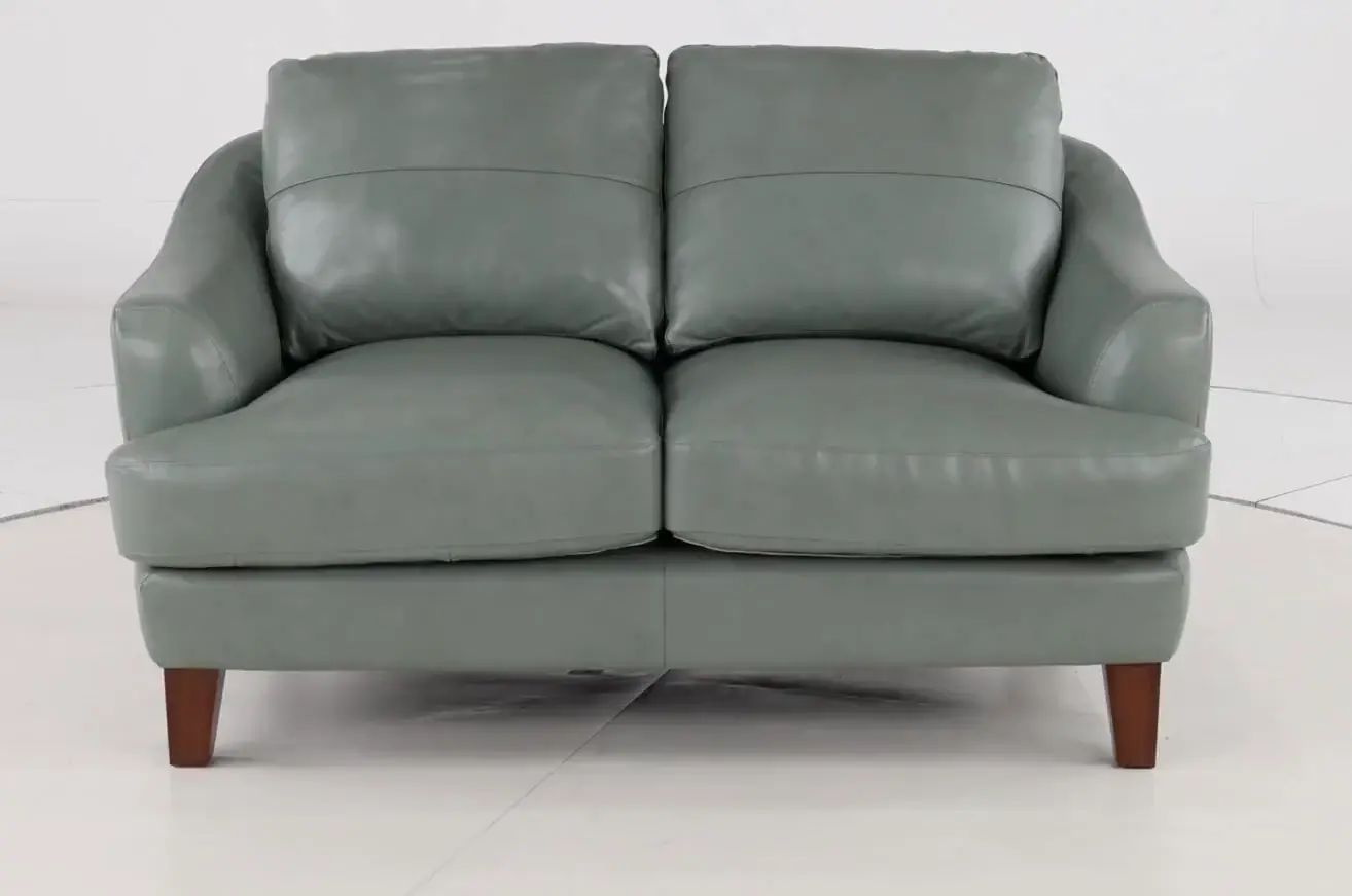 Palmer Ice Blue Leather Loveseat