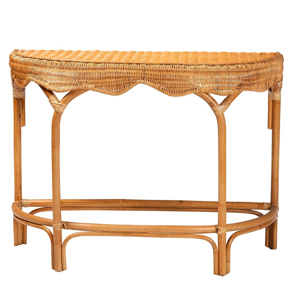 Wakana Modern Bohemian Natural Brown Rattan Console Table