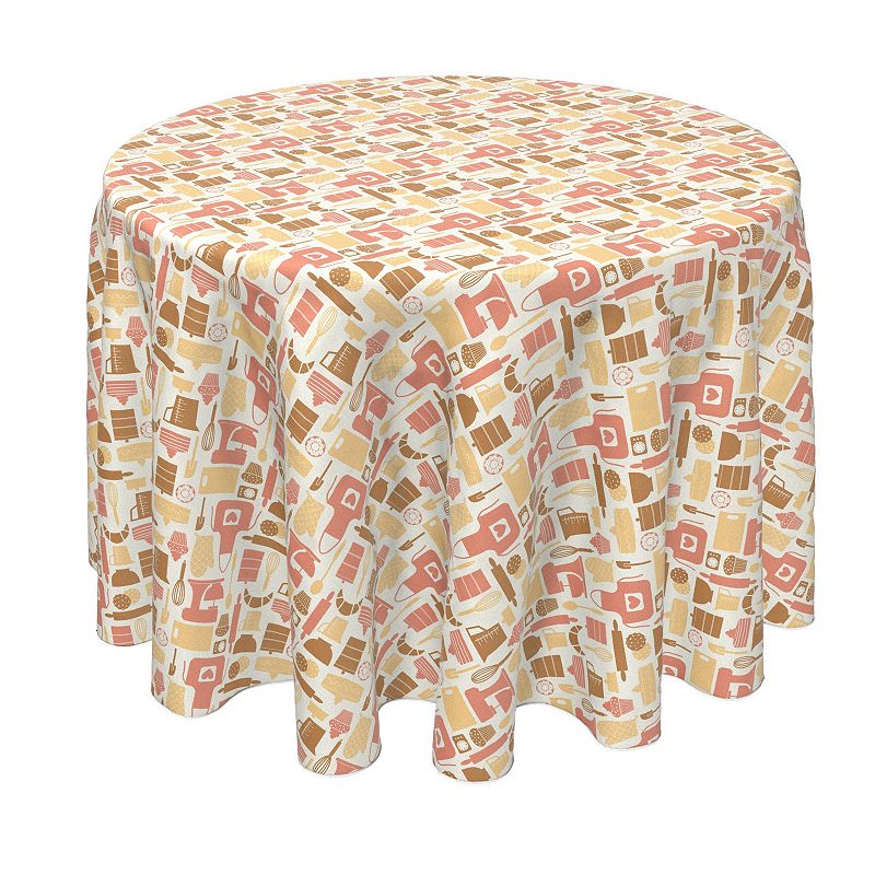 Round Tablecloth， 100% Polyester， 90 Round， Baking Icons