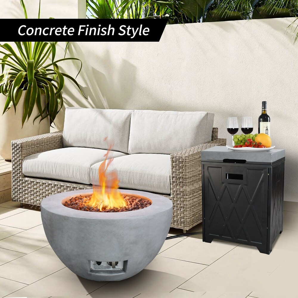 Kante 25 inch Round Concrete   Metal Outdoor Smokeless 50 000 BTU Propane Gas Fire Pit Bowl Table   25\