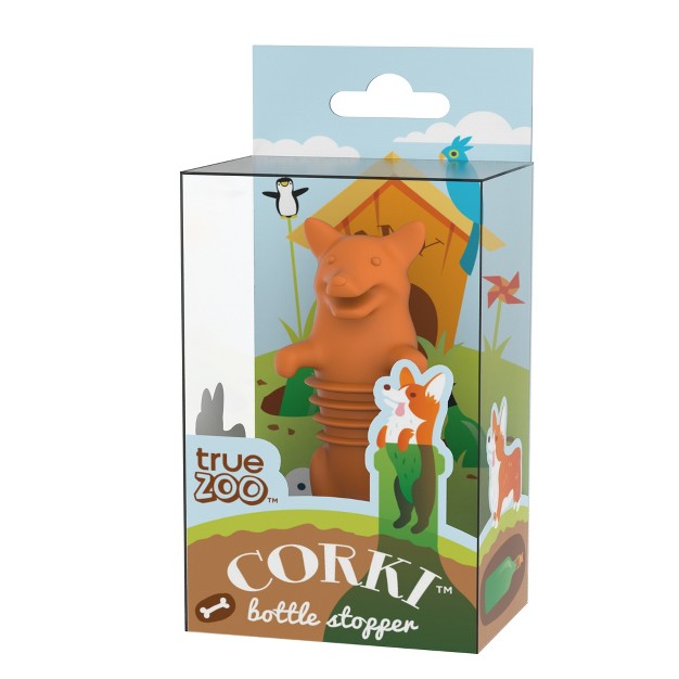 Truezoo Corki Bottle Stopper Corgi Animal Cork Novelty Wine Stopper Silicone Set Of 1 Orange