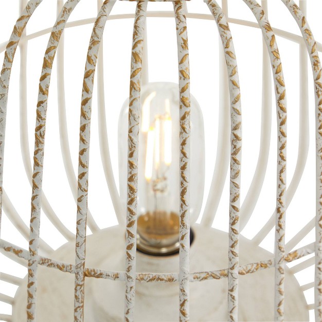 X 10 quot Modern Metal Caged Candle Holder With Led Light Bulb Center White Olivia amp May