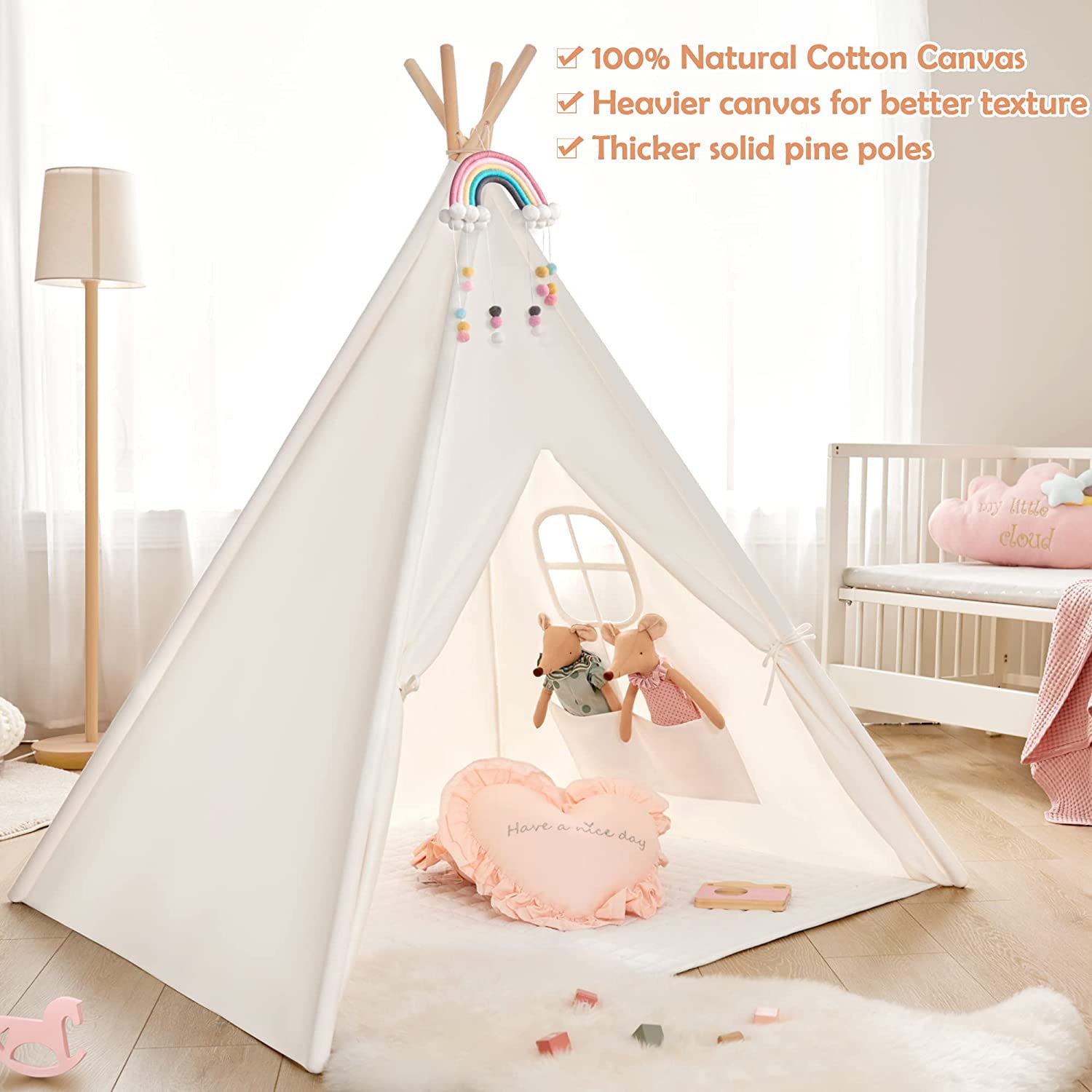 Kids Teepee Play Tent with Windows, Portable Children Toys for Kids Boys Girls Indoor and Outdoor Play