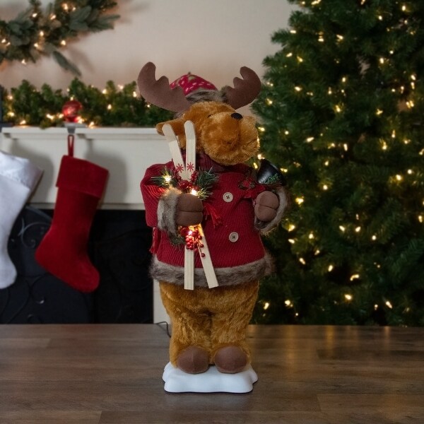 24 Lighted and Animated Musical Moose Christmas Figure