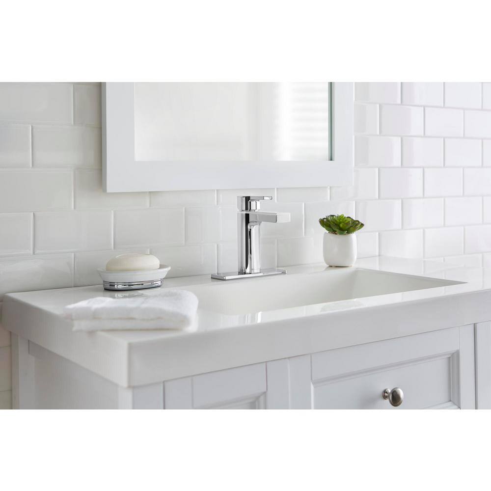 Glacier Bay Modern Single-Handle Single-Hole Bathroom Faucet in Dual Finish Chrome and White HD67771W-6076