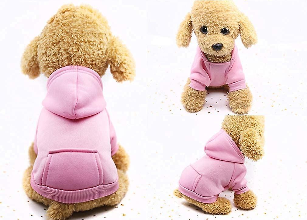 Winter Dog Hoodie Sweatshirts With Pockets Warm Dog Clothes For Small Dogs Chihuahua Coat Clothing Puppy Cat Custume (small， Pink)