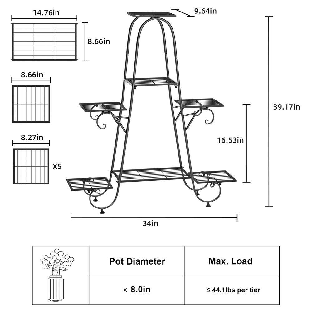 AESOME 39 in. Plant Stand Metal Indoor 7-Tier Flower Pot Holder Potted Plant Display Rack Patio Planter for Patio Yard HJ465