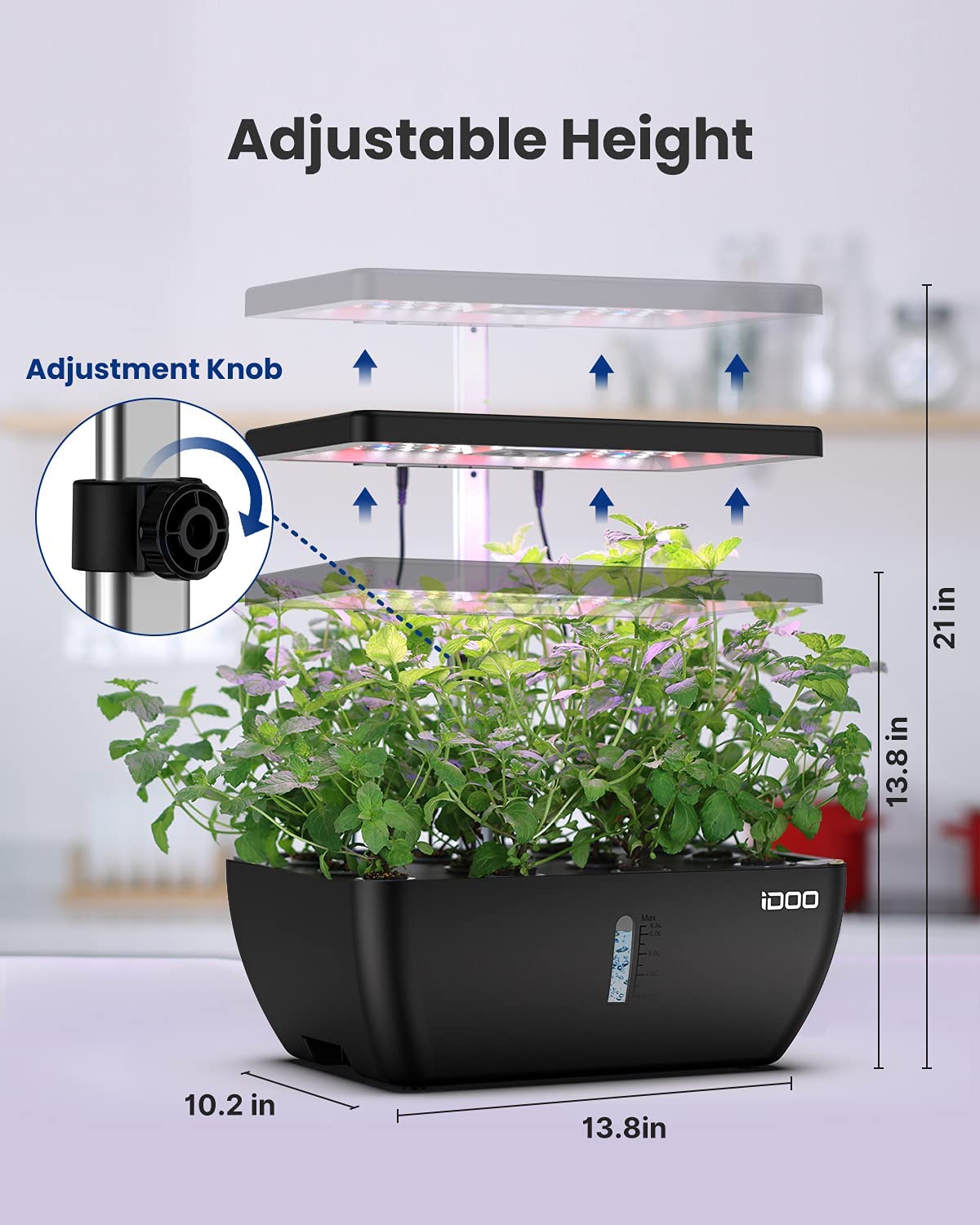 iDOO Smart 12Pods Indoor Herb Garden Kit， Hydroponics Growing System with LED Grow Light