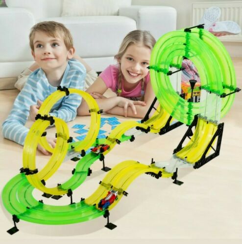 Autoflier Kids RC Rail Car Race Track Set 28.5ft 3D Track Speed Booster Playset