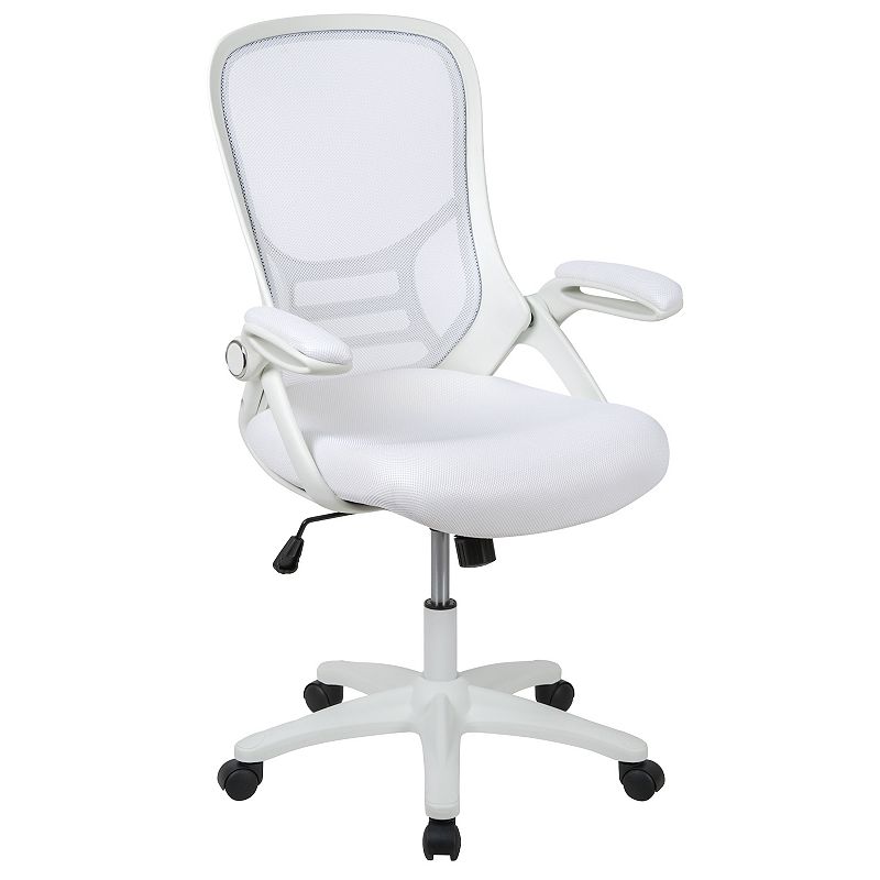 Emma and Oliver High Back Light Gray Mesh Ergonomic Office Chair w/ Black Frame and Flip-up Arms