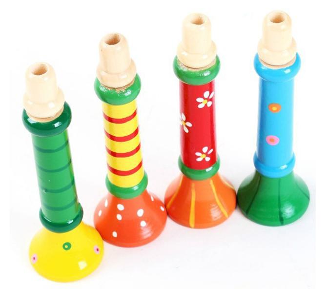 New Year's Deals!Womail Multi-Color Baby kids Wooden Horn Hooter Trumpet Instruments Music Toys on Clearance