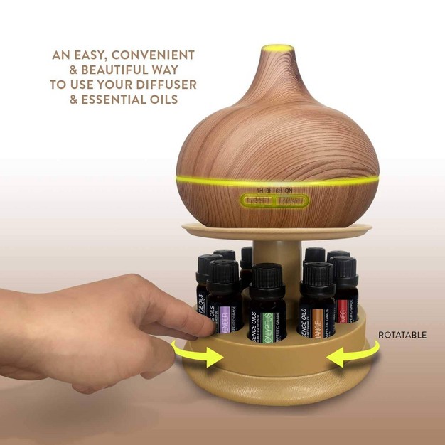 Ultimate Aromatherapy Diffuser Set 10 Essential Oils With Stand Light Wood Pure Daily Care